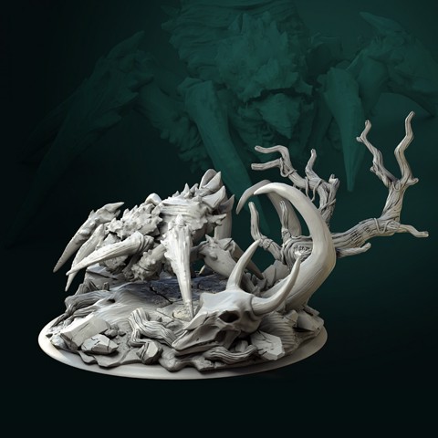 Image of Sharak'h spider diorama pre-supported