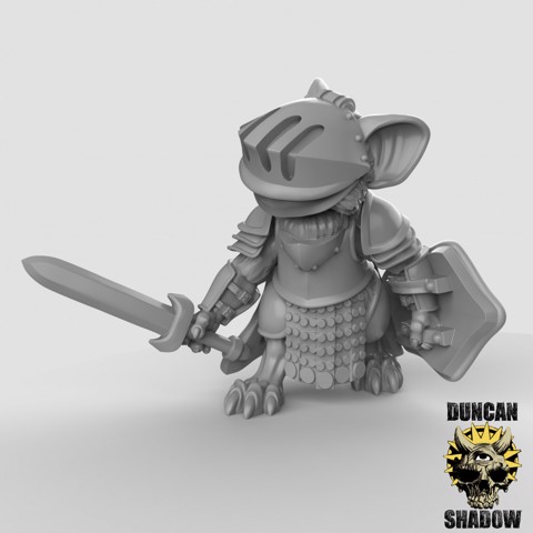 Image of Mousle Knight with Sword and Shield (pre supported)