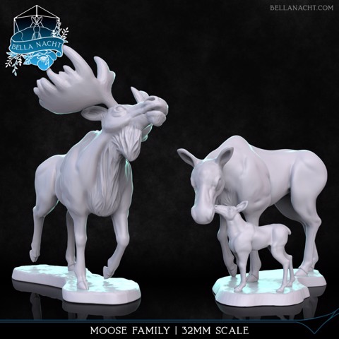 Image of Moose Family | 32mm Scale | 2 Figures