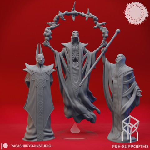 Image of Red Wizard Cultists - Tabletop Miniatures (Pre-Supported)