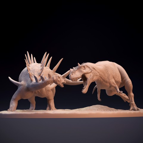 Image of Kentrosaurus vs Ceratosaurus scene