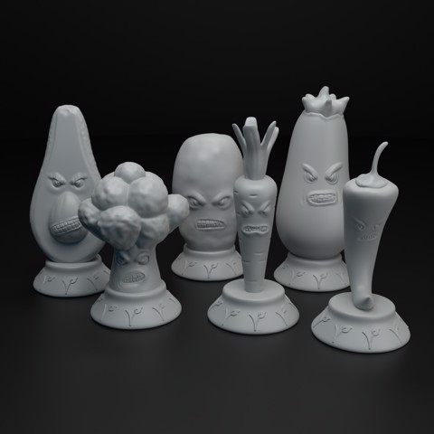 Image of Angry vegetables chess pieces set