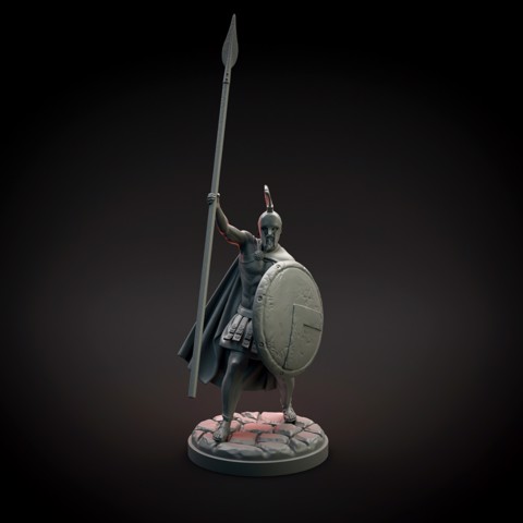 Image of Spartan warrior raising spear