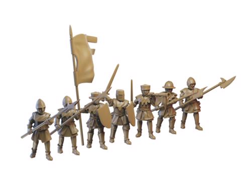 Image of Medieval infantry miniatures (modular, 32mm)