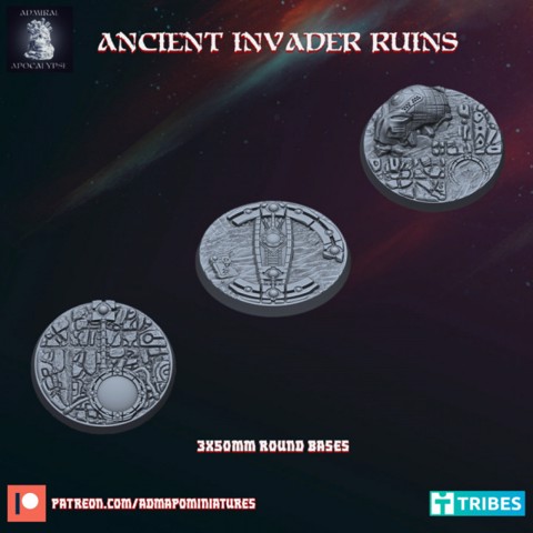 Image of Ancient Invader Ruins 3*50mm Base Set (Pre-supported)