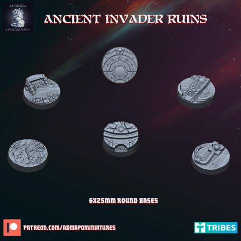 Image of Ancient Invader Ruins 6*25mm Base Set (Pre-supported)
