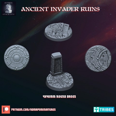 Image of Ancient Invader Ruins 4*40mm Base Set (Pre-supported)