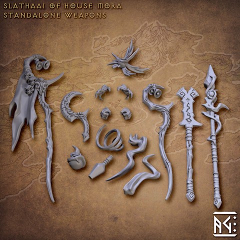 Image of Weapons & Spells for Loot & Racks: Slathaai of House Mora