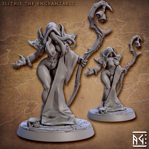 Image of Slithis the Enchantress - Slathaai of House Mora Beauty (Fantasy Pinup)