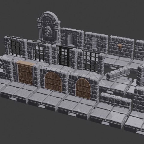 Image of Dungeon Stone Wall on Tile: Walls (Full Set)