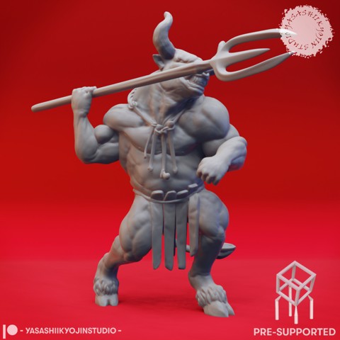 Image of Minotaur Trident - Book of Beasts - Tabletop Miniature (Pre-Supported)