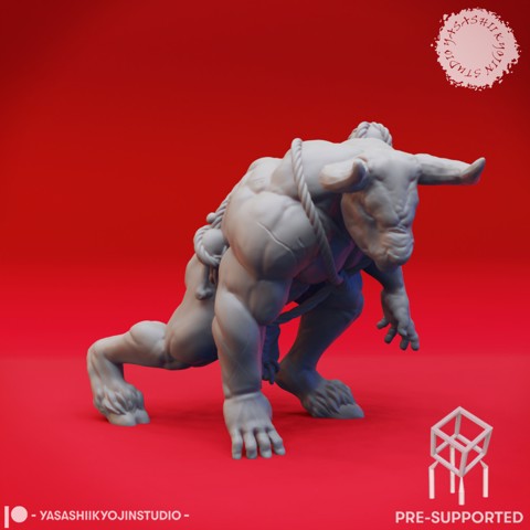 Image of Charging Minotaur - Book of Beasts - Tabletop Miniature (Pre-Supported)