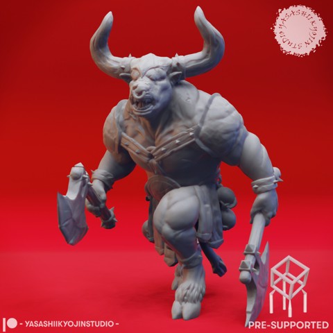 Image of Minotaur Warchief - Book of Beasts - Tabletop Miniature (Pre-Supported)