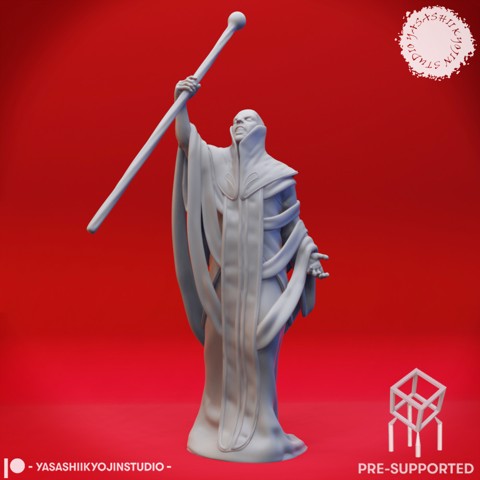 Image of Red Wizard Glass Staff - Tabletop Miniatures (Pre-Supported)