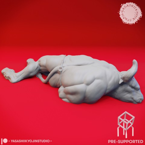 Image of Defeated Minotaur - Book of Beasts - Tabletop Miniature (Pre-Supported)