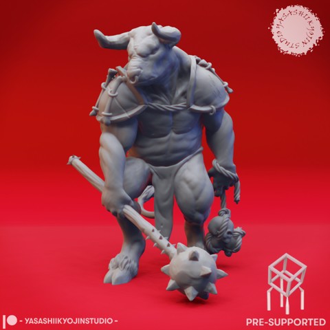 Image of Minotaur Mace - Book of Beasts - Tabletop Miniature (Pre-Supported)