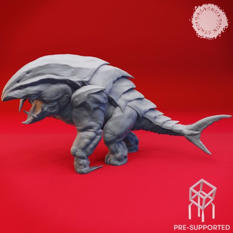 Image of Attacking Land Shark - Book of Beasts - Tabletop Miniature (Pre-Supported)