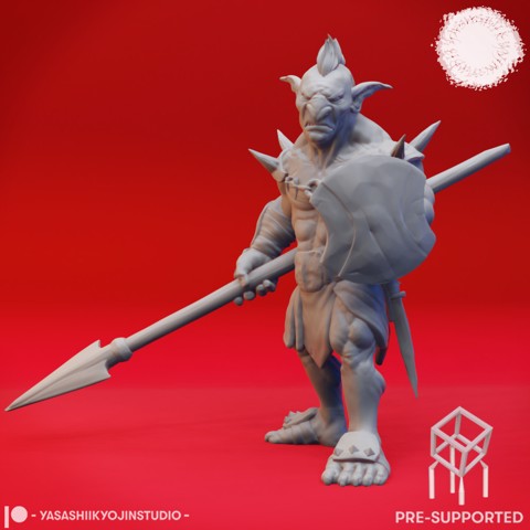 Image of Goblin Spearmen - Book of Beasts - Tabletop Miniatures (Pre-Supported)