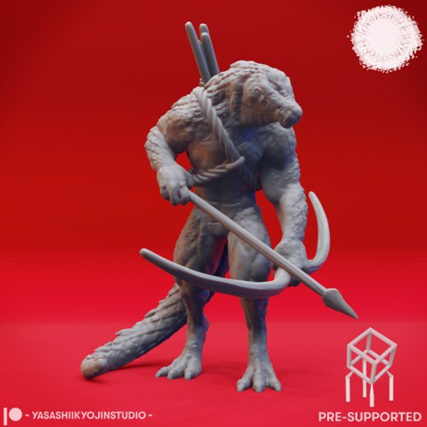 Image of Lizardfolk Archer - Book of Beasts - Tabletop Miniature (Pre-Supported)
