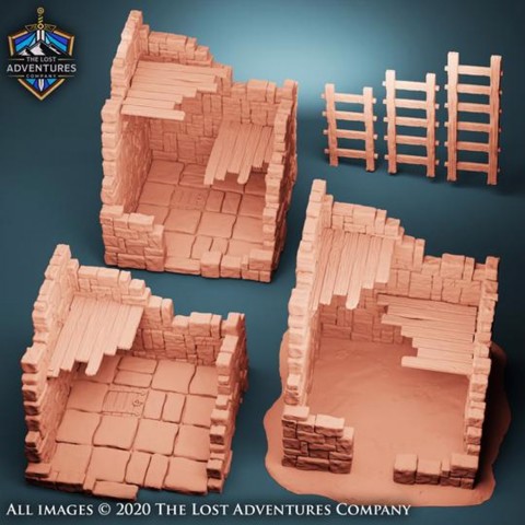 Image of Ruined Towers With Planks & Ladders (Set of 12)