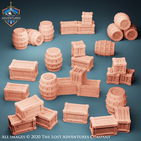 Image of Barrels & Crates With Variations (Set of 5)