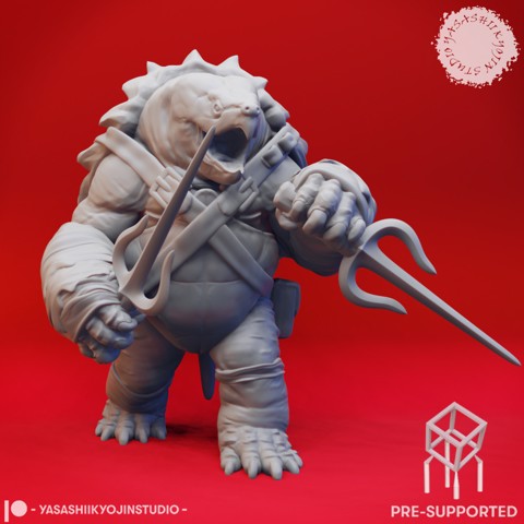 Image of Dual Sai Tortle - Tabletop Miniatures (Pre-Supported)