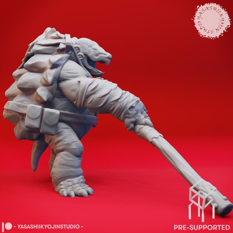 Image of Bo Staff Tortle - Tabletop Miniatures (Pre-Supported)