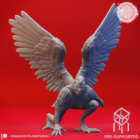 Image of Crouched Harpy - Tabletop Miniature (Pre-Supported)
