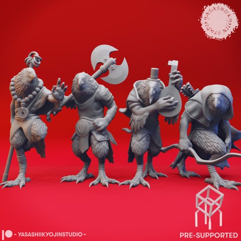 Image of Kenku Mob - Tabletop Miniatures (Pre-Supported)