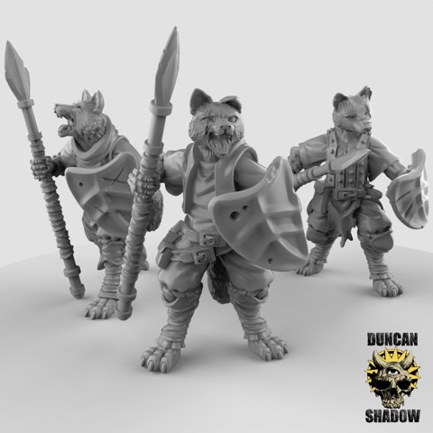 Image of Fox Folk / Kitsune with spears (pre supported)