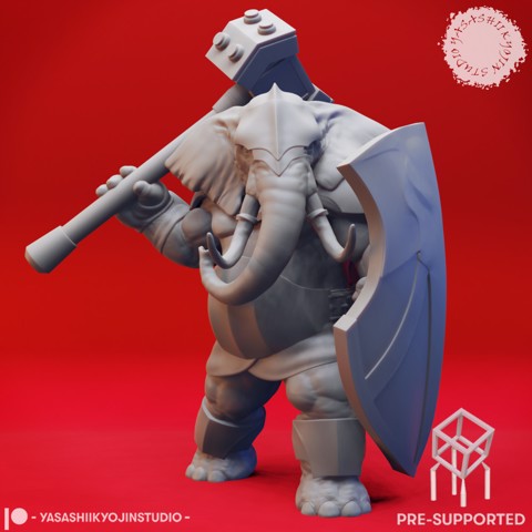 Image of Loxodon Barbarian - Tabletop Miniature (Pre-Supported)