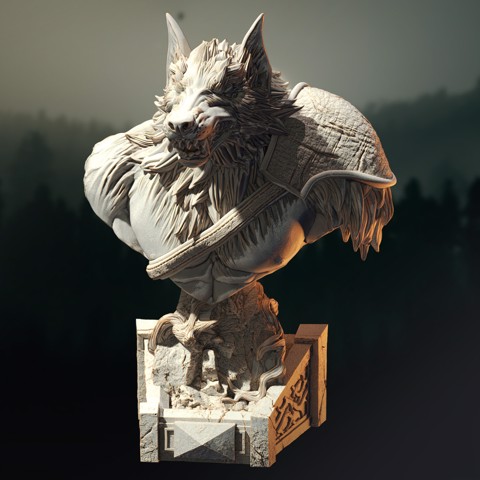 Image of Werewolf Barbarian Fighter BUST - Lucian Grey