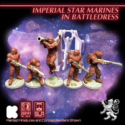 Image of Imperial Star Marines in Battledress Official 28mm Traveller Figures