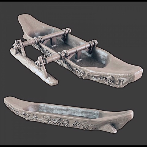 Image of Dugout Jungle Canoe & Outrigger [SUPPORT-FREE]