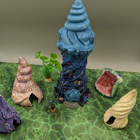 Image of Aquatic Shell Homes and Coral Tower [SUPPORT-FREE]