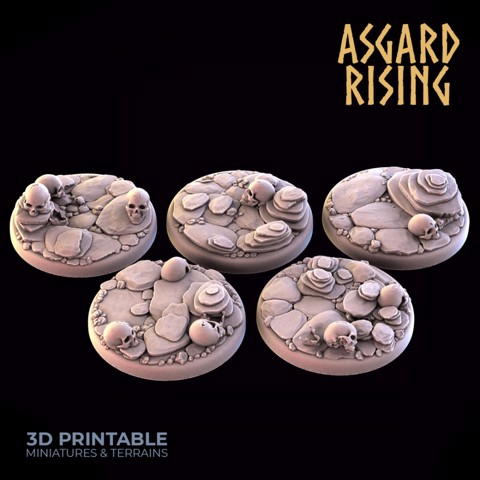 Image of BURIAL GROUND 5 x Round Bases 25/28/30/32mm - /Pre-supported/