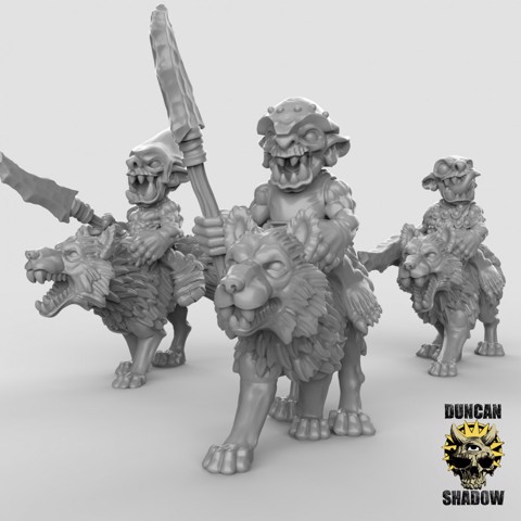Image of Goblin Wolf Riders with Melee Weapons (pre supported)