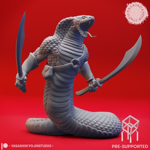 Image of Yuan-Ti Dual Scimitars - Tabletop Miniature (Pre-Supported)