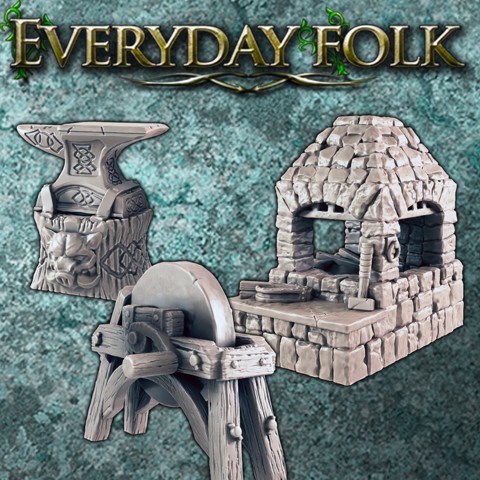Image of Blacksmith Forge, Anvil, and Grindstone - Everyday Folk