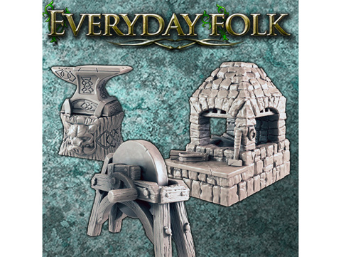 Image of Blacksmith Forge, Anvil, and Grindstone SUPPORT FREE - EVERYDAY FOLK