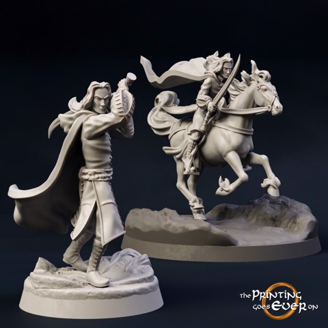 Image of Elven Hero Golloccel - On Foot and Mounted - Presupported