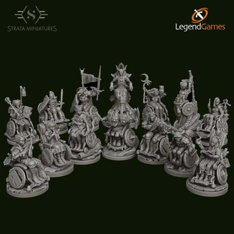 Image of Dungeons and Diversity Wheelchair Figures Complete Collection from Strata Miniatures