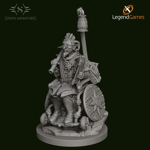 Image of Dungeons and Diversity Tiefling Cleric Wheelchair figure from Strata Miniatures
