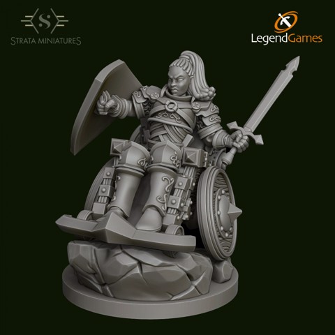 Image of Dungeons and Diversity Human Fighter Wheelchair figure from Strata Miniatures