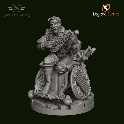 Image of Dungeons and Diversity Human Bard 'B' version Wheelchair figure from Strata Miniatures