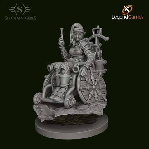Image of Dungeons and Diversity Half Elf Rogue Wheelchair figure from Strata Miniatures