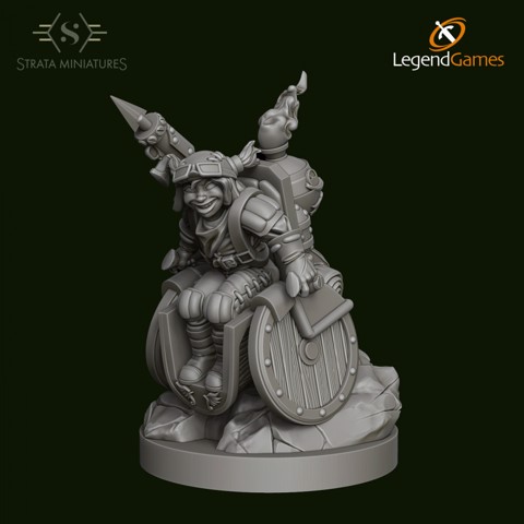 Image of Dungeons and Diversity Gnome Articifer Wheelchair figure from Strata Miniatures