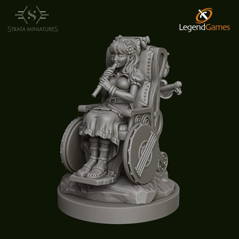 Image of Dungeons and Diversity Elf Bard Wheelchair figure from Strata Miniatures