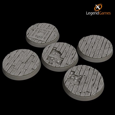 Image of LegendGames 40mm round wooden plank 'feature' figure bases