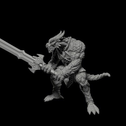 Image of Dragonborn Paladin, Fighter, or Barbarian with 2-handed sword